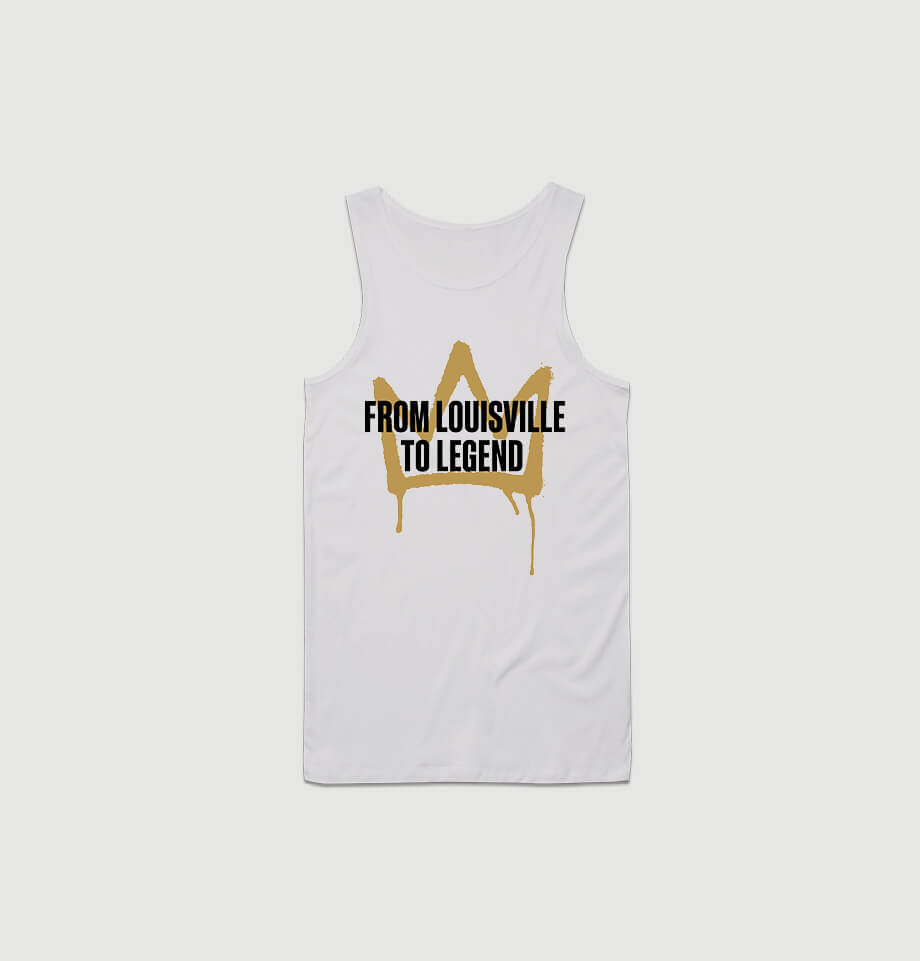 From Louisville to Legend Graffiti Crown Mens Tank Top White