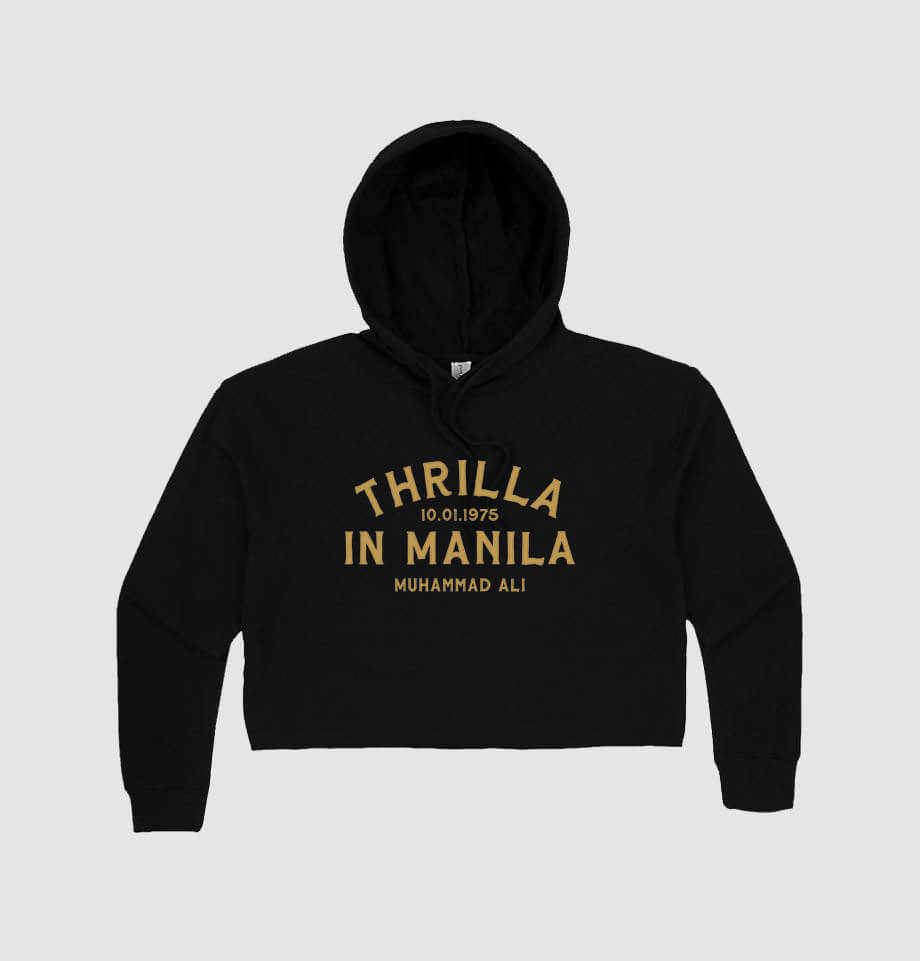 Thrilla in Manila Womens Crop Hoodie Black